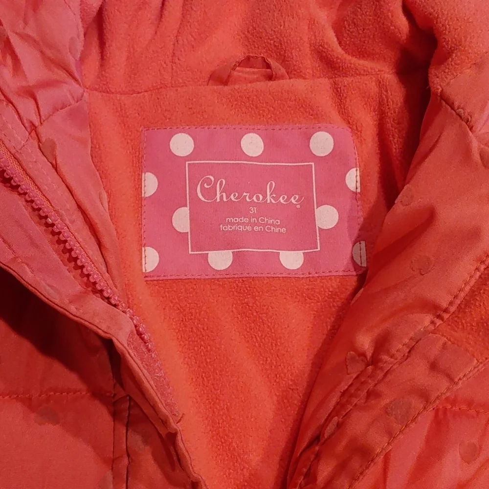Cherokee Pink Heart Winter Jacket Size 3T